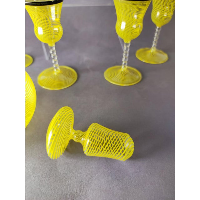 Vintage Art Deco Liqueur Glasses and Carafe from Lauscha, 1920s, Set of 5 For Sale - Image 3 of 12