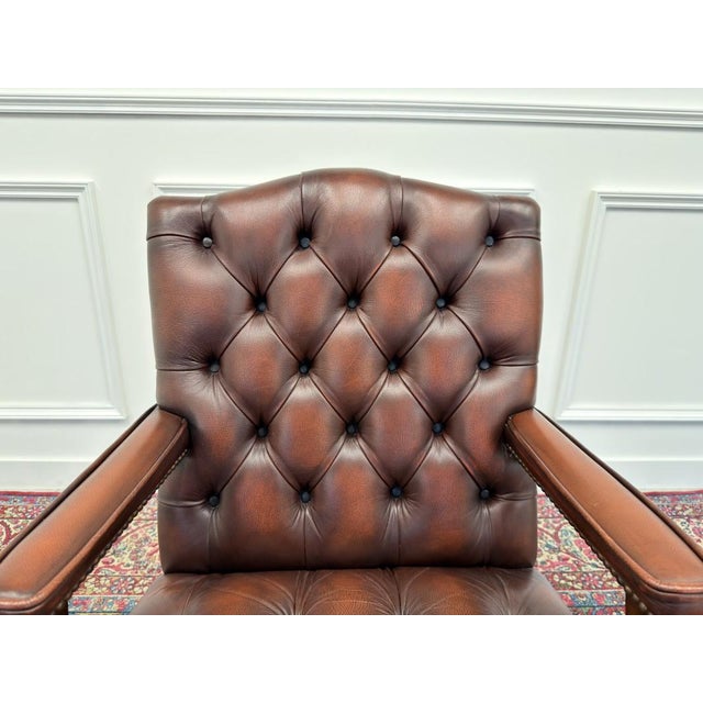 English Oxblood Chesterfield Office Chair For Sale - Image 5 of 8