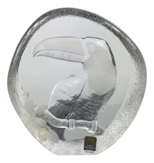Frosted Crystal Glass Seal Toucan Paperweight Sculpture from Mats Jonasson, 1980s