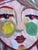 Red Contemporary Paintings by CL Auker, Mixed Media Colorful Face Triptych on Paper For Sale - Image 8 of 15