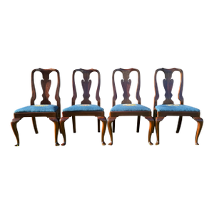 Henkel Harris Heirloom 110s 29 Mahogany Dining Chairs W/Floral Needlepoint - Set of 4