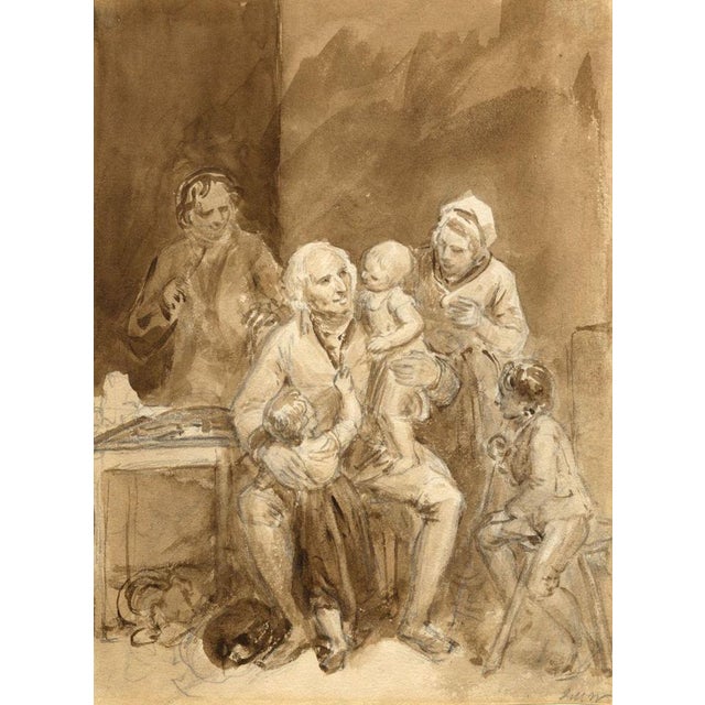 John Masey Wright OWS, Visit to the Grandfather, Early 19th Century, Watercolour For Sale - Image 5 of 5