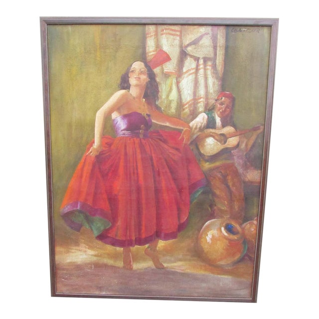 Painting of a Flamenco or Gypsy Dancer by c.h. Kletzker For Sale