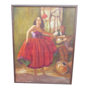 Painting of a Flamenco or Gypsy Dancer by c.h. Kletzker
