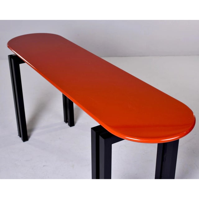 1980s Mid Century Cidue of Italy Console With Lacquered Cinnabar Color Top For Sale - Image 5 of 13