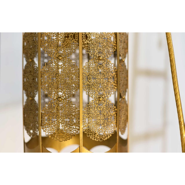 Gothic Mid Century Gothic Revival Gold Halo Ring & Crystal Chandelier For Sale - Image 3 of 16