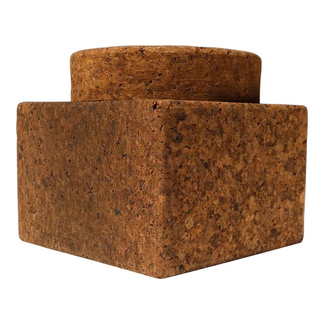 Vintage Cork Ice Bucket With Milk Glass Insert by Mort Marton - Unused With Box For Sale