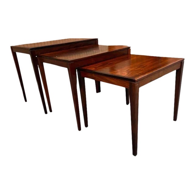 Mid 20th Century Danish Rosewood Nesting Tables by Bent Silberg Mobler - Set of 3 For Sale