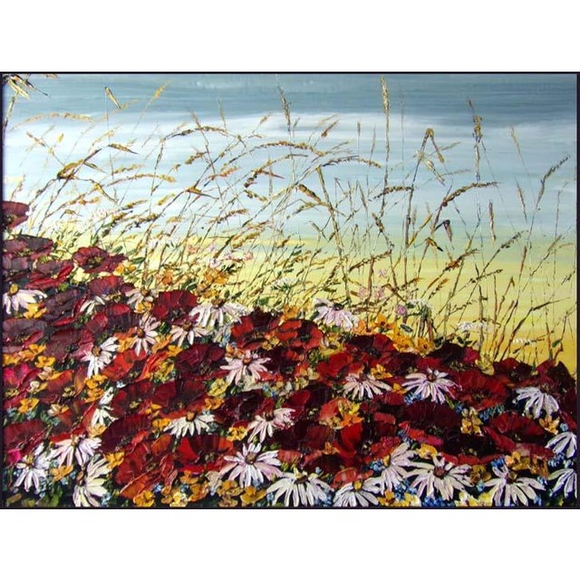 Maya Eventov Blanket of Beauty Oil Flower Canvas With Beautiful Custom Frame Me012209-17 For Sale In Denver - Image 6 of 6