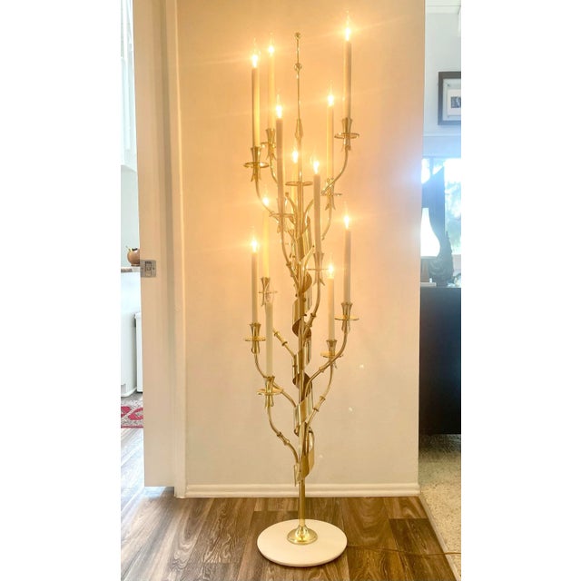 Stilnovo 1950s Stilnovo Brass and Marble Candelabra Floor Lamp For Sale - Image 4 of 10