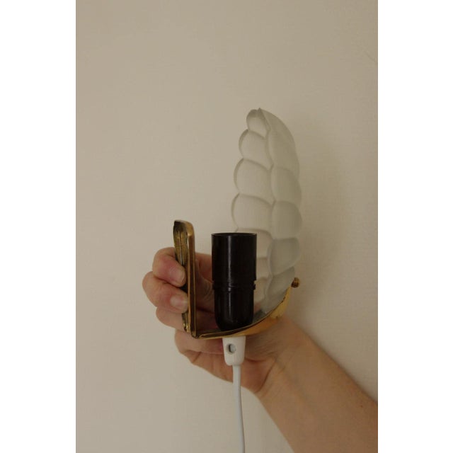 Art Deco Brass & Glass Shell Wall Lamps Denmark, 1930s Rewired, Working, E14, Set of 2 For Sale - Image 10 of 18