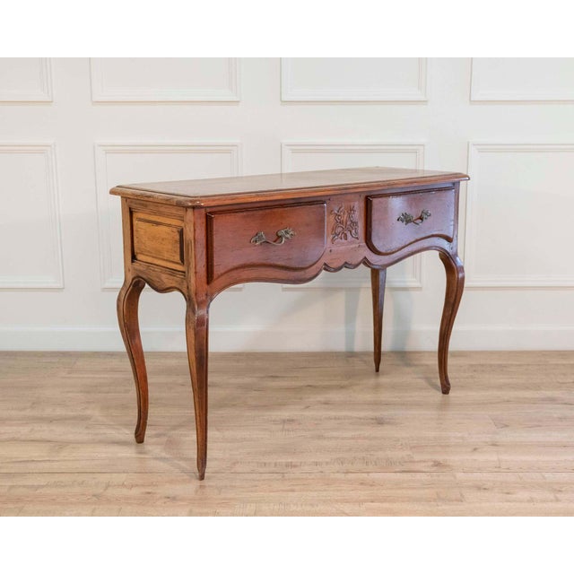 Provençal Walnut Console Table with Two Drawers, Louis XV Style, 20th Century For Sale - Image 4 of 11