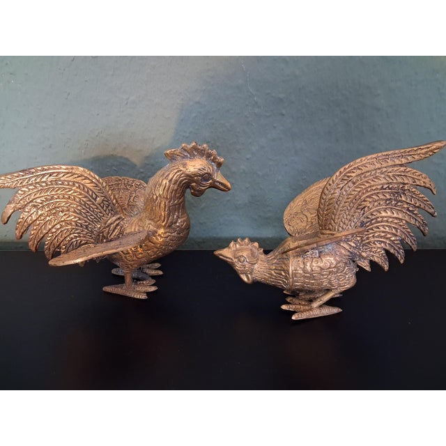 Brass couple of heavy fighting Rooster