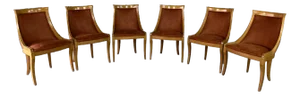 Set of 6 Gondola Art Deco Dining Chairs, Reupholstered