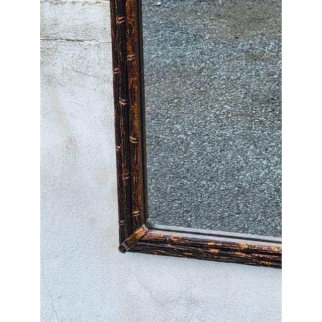 English 1920s Bamboo Gilded Wall Mirror Black& Gold For Sale - Image 9 of 11