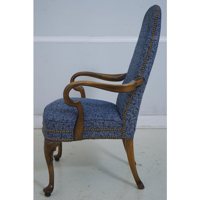 Queen Anne Ethan Allen Mahogany Queen Anne Open Armchair For Sale - Image 3 of 12