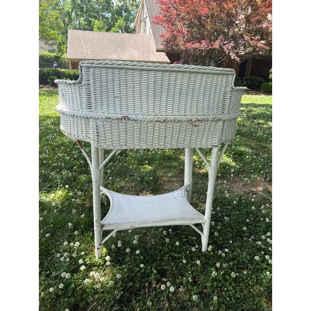 Victorian White Wicker Desk For Sale - Image 3 of 8