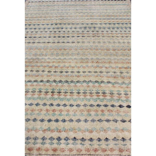 Vintage Turkish Mid-Century Modern Rug With Diamond Stripe Design For Sale In Atlanta - Image 6 of 13