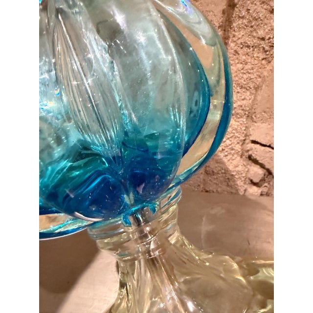 Mid-Century Modern Blue Murano Glass Table Lamps Designed by Segues For Sale - Image 11 of 12