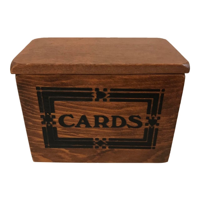 Vintage Wooden Playing Card Box Chairish