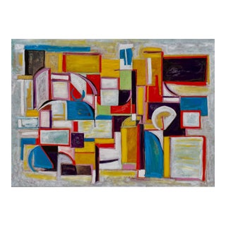 Large Listed John Schwab Original Oil Abstract Rothko Style Painting Cubism MCM For Sale