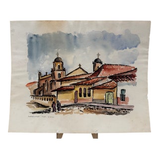 Henry Emil Salloch Original Watercolor on Paper Patzcuaro Mexico, 1961. For Sale