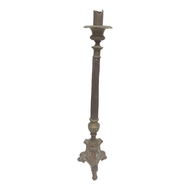 Antique Tall Gothic-Style / Religious Altar Candlestick For Sale