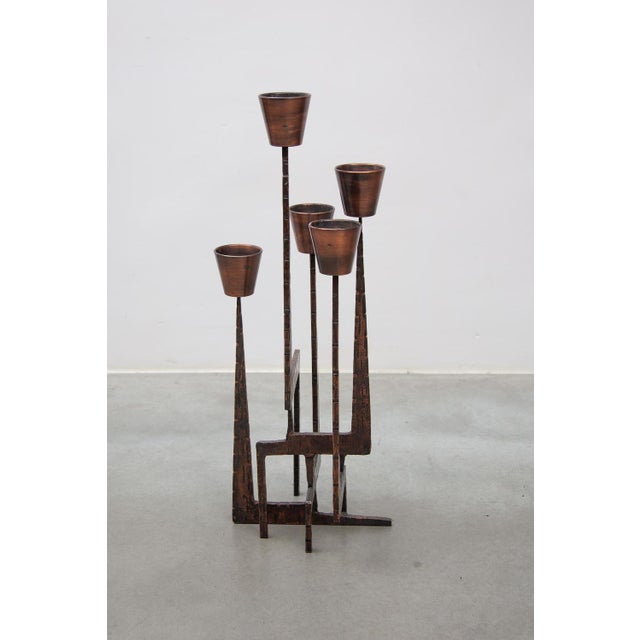 Brutalist Brutalist Candleholder Sculpture in Wrought Iron, France, 1970s For Sale - Image 3 of 16
