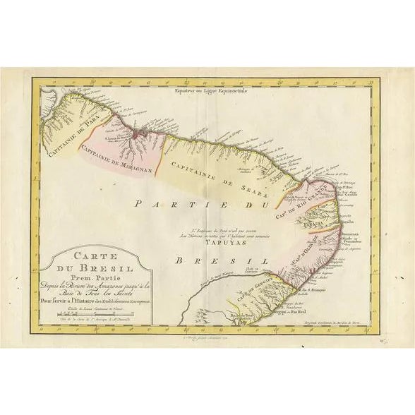 Antique Map of the Eastern Part of Brazil by A. Van Krevelt, 1772 For Sale