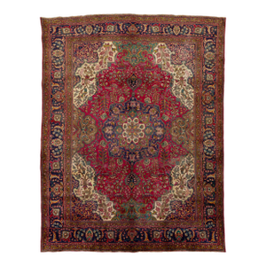 Vintage 10 X 13 Handmade Tabriz Wool Rug in Red