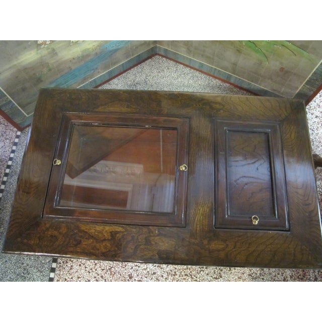 Japanese Dark Wood Grain Hibachi Coffee Table With Drawers Chairish