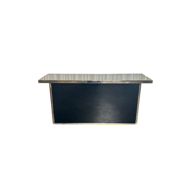 Brass Console Table with Black Mirror Top, 1970s For Sale - Image 12 of 12