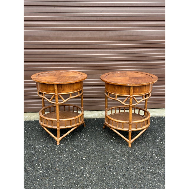 1990s British Colonial Style Oversized End Tables or Center Table- A Pair For Sale - Image 11 of 12
