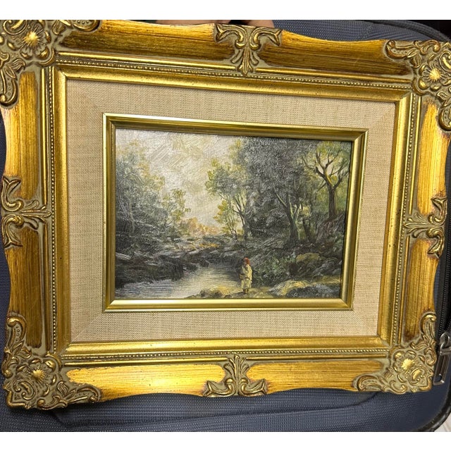 Mid 20th Century Original Signed Impressionist Oil Landscape For Sale - Image 4 of 7