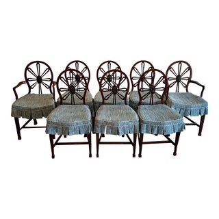 Set of 8 18th Century Wheelback English Dining Chairs For Sale