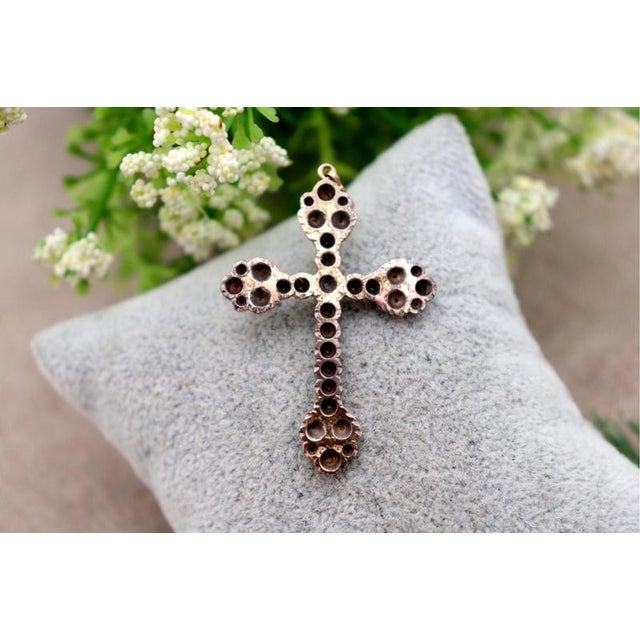 19.2k Gold Cross Pendant with Paw and Diamonds For Sale - Image 5 of 6
