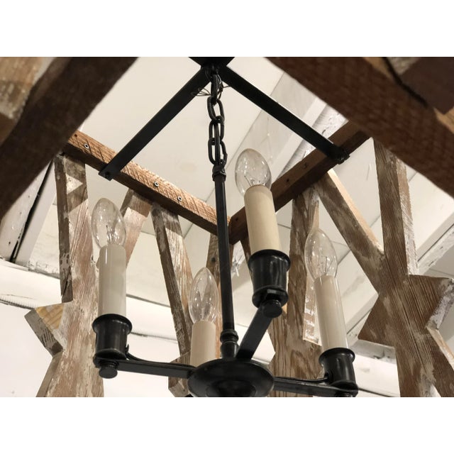 French Reclaimed Pine Chandelier For Sale - Image 3 of 7