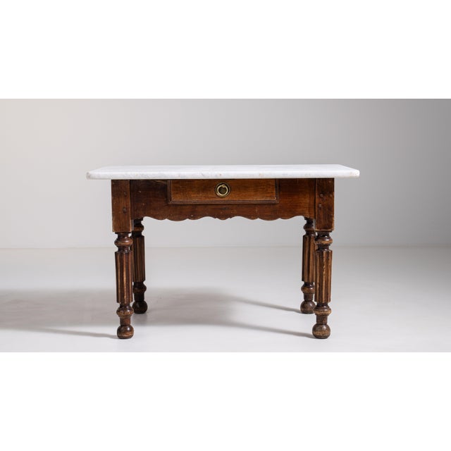 1900 - 1909 French Butcher's Table with Marble Top, Antique, France, Circa 1900 For Sale - Image 5 of 13