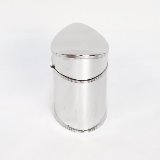 Metal Vintage Tiffany & Co Italian Sterling Silver Navette Shaped Box or Tea Caddy For Sale - Image 7 of 14