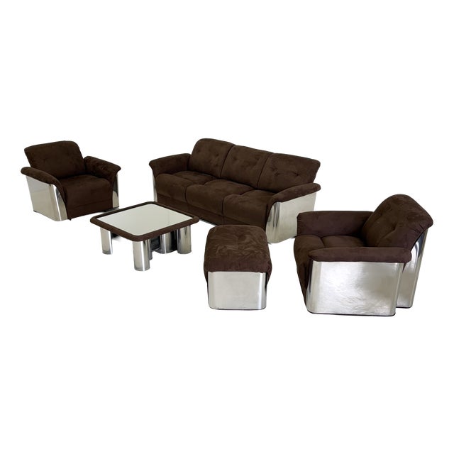 Lounge Seating Area from Gian Pietro Arosio, 1970s, Set of 5 For Sale