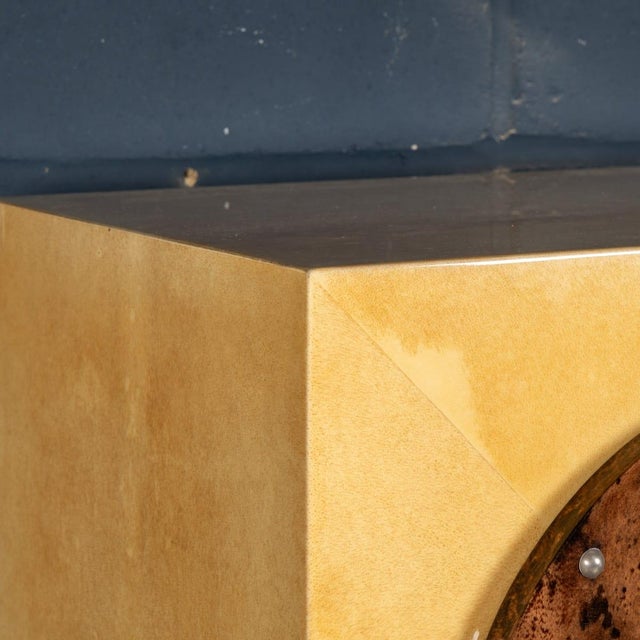 Vintage Italian Goatskin Bar Cabinet on Pedestal Base by Aldo Tura, 1960 For Sale - Image 17 of 18