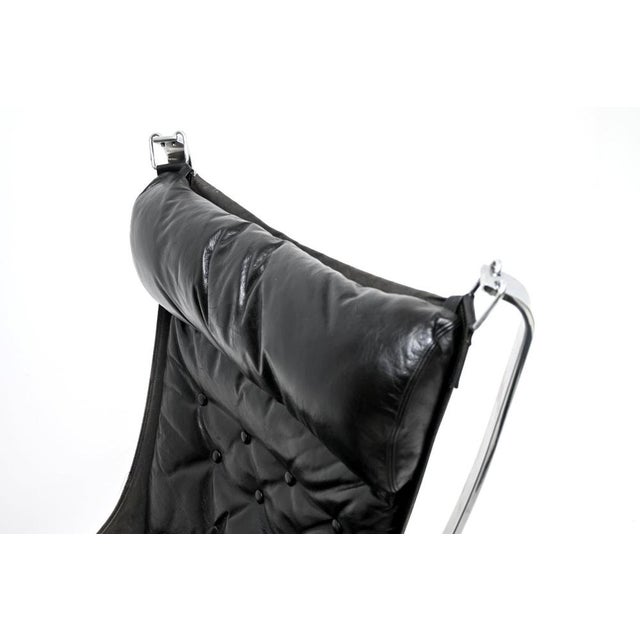 Set of Vintage Chrome and Leather Falcon Chair and Ottoman by Sigurd Ressel for Vatne Møbler, 1960s, Set of 2 For Sale - Image 9 of 14