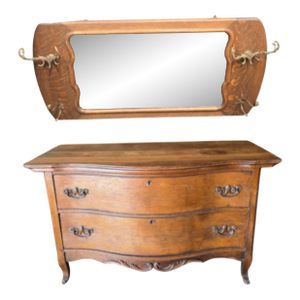 Antique Set Mirror and Two Drawer Dresser 19th Century