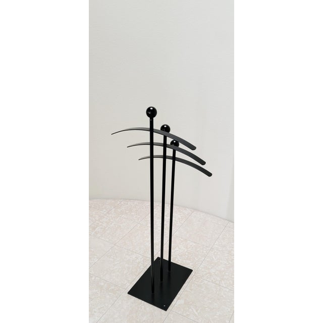 Vintage Post-Modern 80s/90s Valet Garment Rack Black Iron For Sale - Image 4 of 9