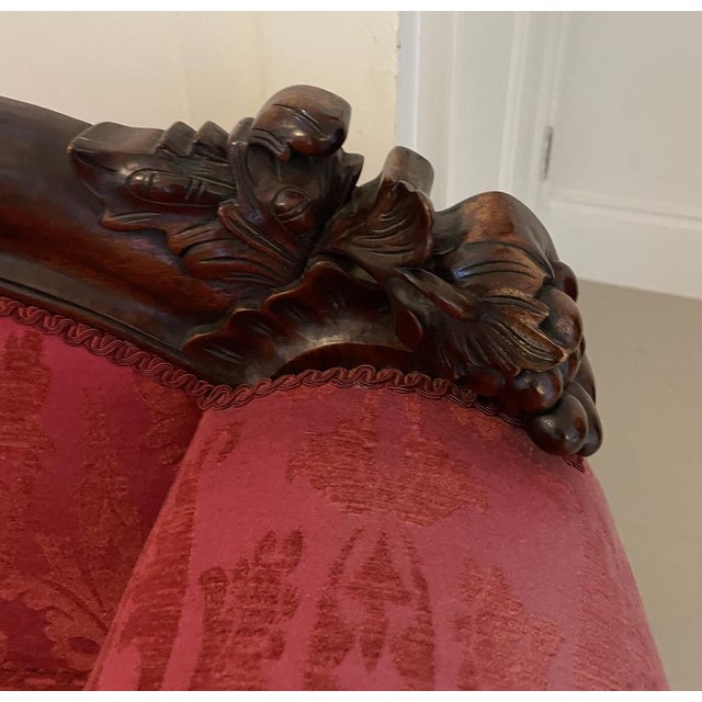 Antique Victorian Carved Mahogany Chaise Lounge, 1860 For Sale - Image 12 of 17
