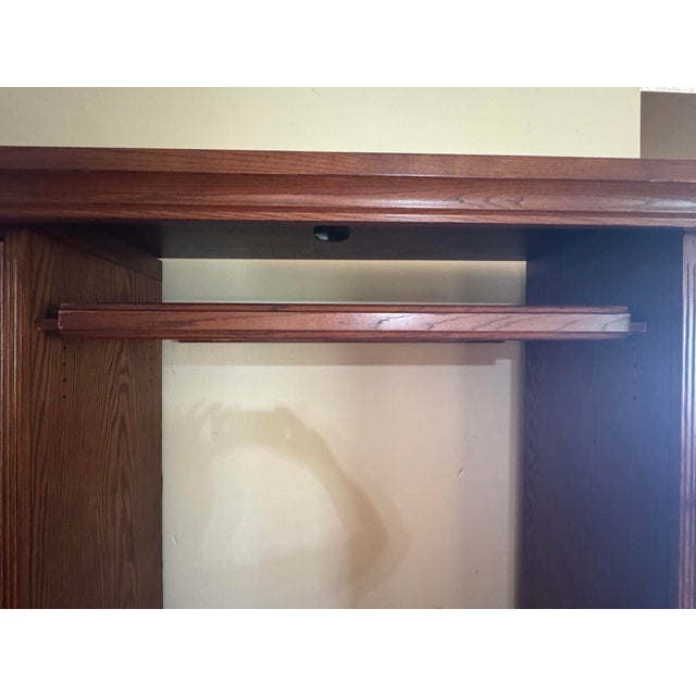 Brown Vintage 1994–95 Solid Oak Modular Entertainment Center | Savanna Finish | Lighted Display Cabinets-Adjustable For Sale - Image 8 of 12