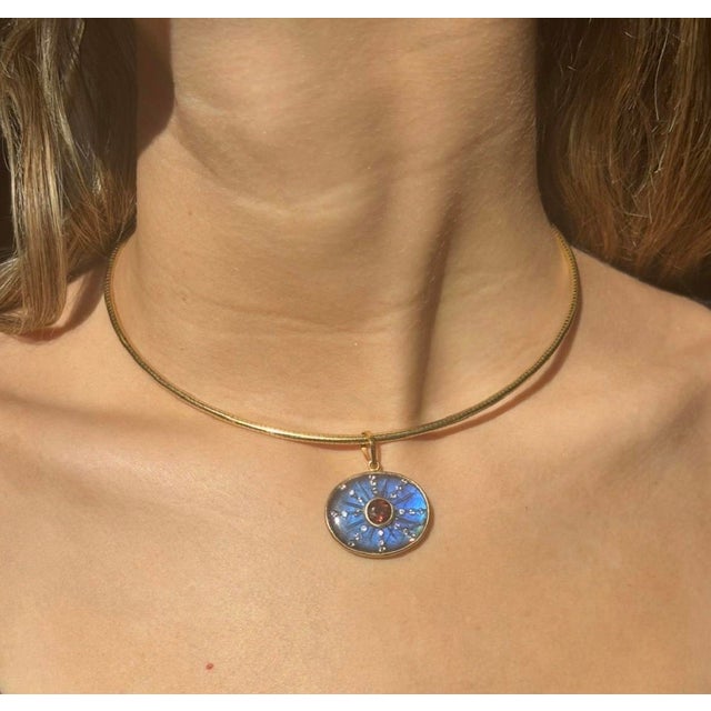 Sol Pendant, Labradorite With Brown Tourmaline, Diamonds & 14k Gold For Sale In New York - Image 6 of 11