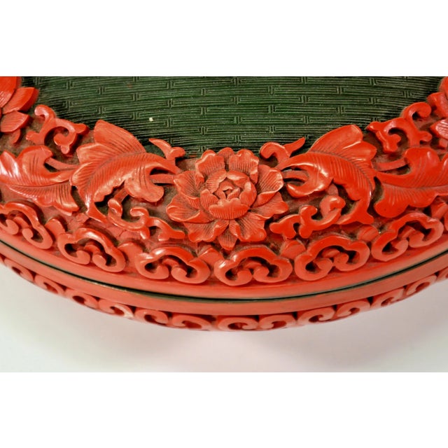 Red Large Domed Chinese Cinnabar Box For Sale - Image 8 of 12