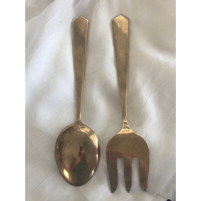 Vintage Siam Engraved Sterling Silver and Brass Serving Utensils Thailand For Sale - Image 9 of 9