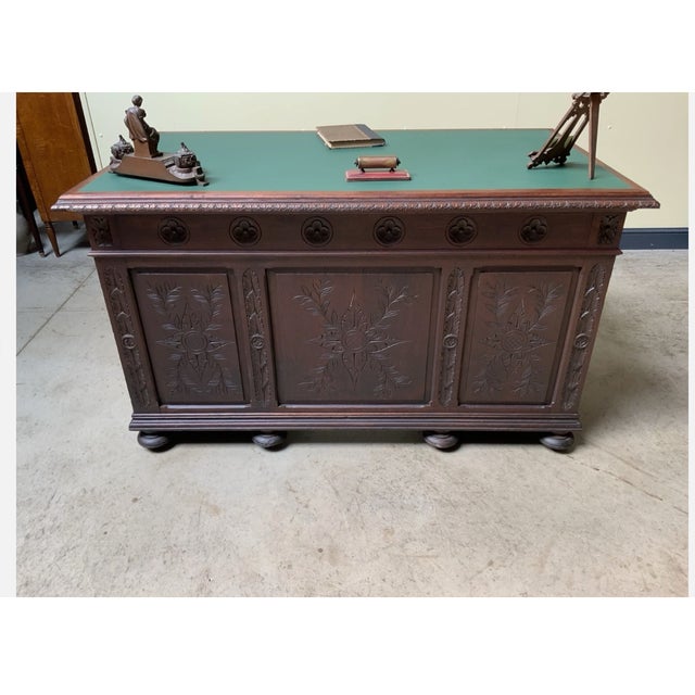 Wood Antique Office Desk, 1880 For Sale - Image 7 of 11